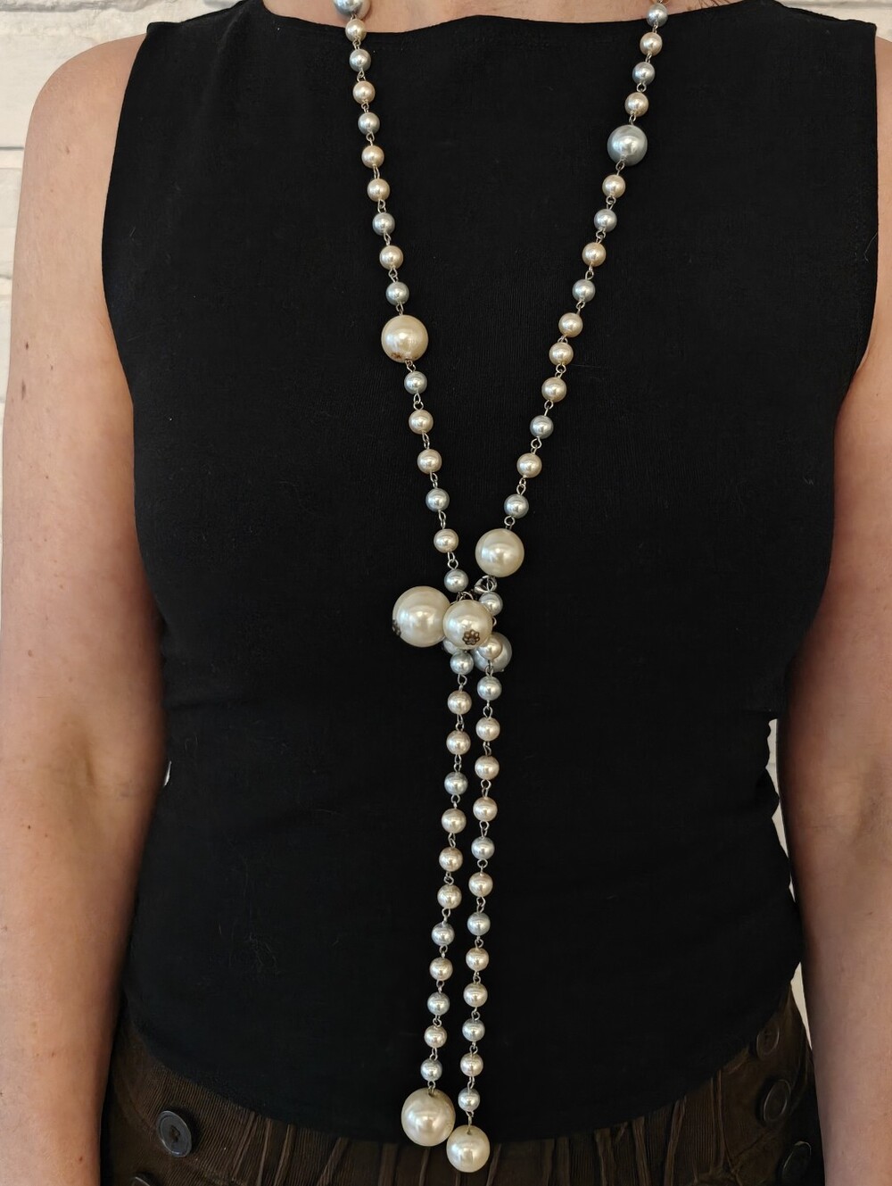 Vintage Faux Pearl Lariat/Tassel Necklace